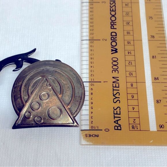 Vintage Art Deco Modernist Copper Pierced Earrings 1.5 “ Gorgeous - Picture 6 of 6